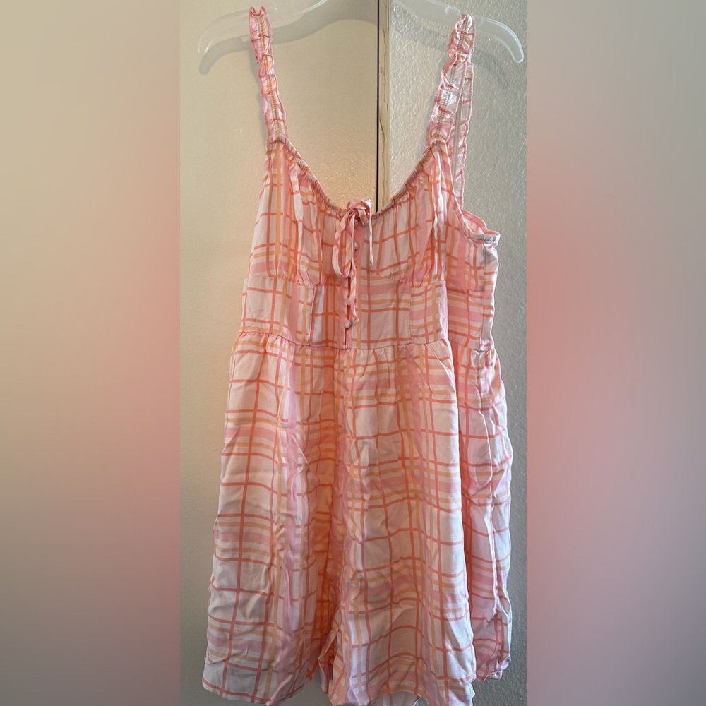 pink plaid romper